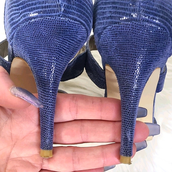 Moda Spana High Heel Sandals Shoes Size 9.5 Genuine Leather Denim Blue Summer - Picture 5 of 6